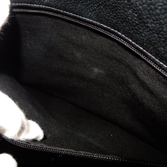 MINT! CHANEL BLACK CAVIAR SKIN TOTE BAG w/ CARD! - Picture 12 of 13